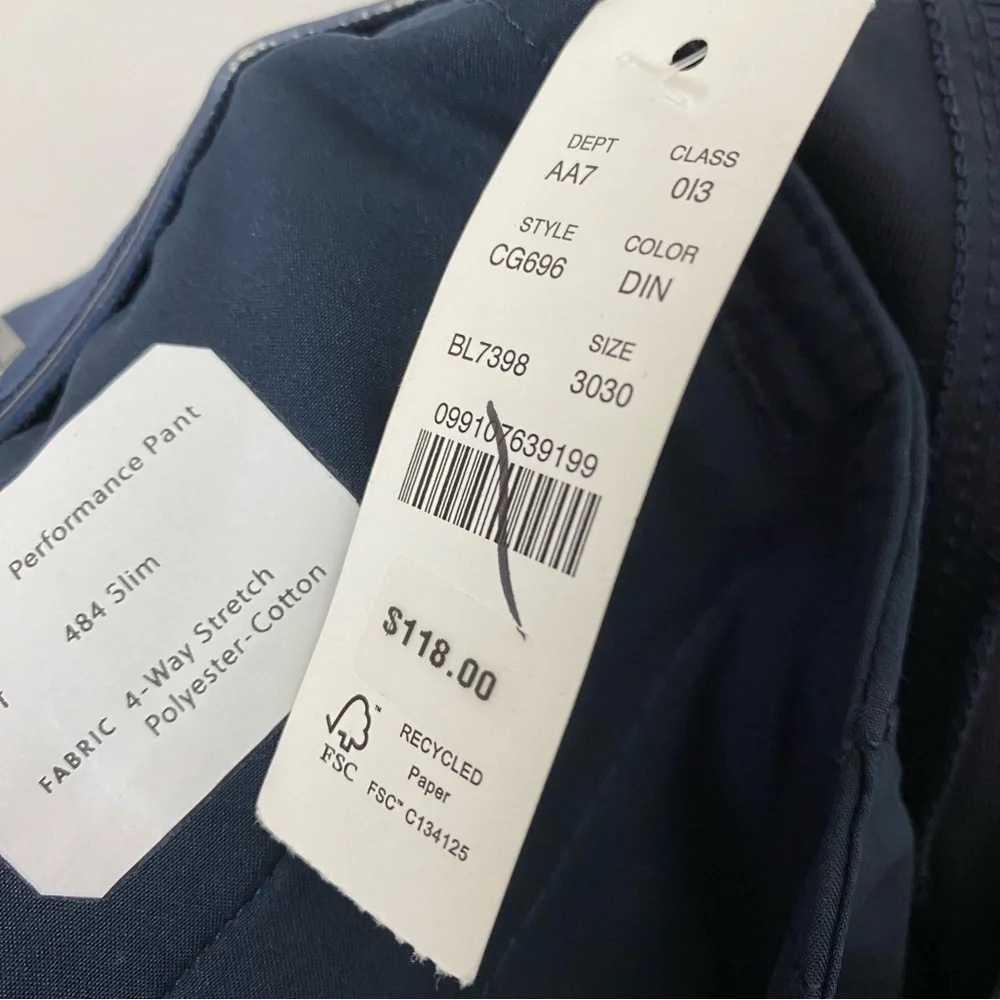 J. Crew 484 Slim-Fit Tech Pant Navy Blue